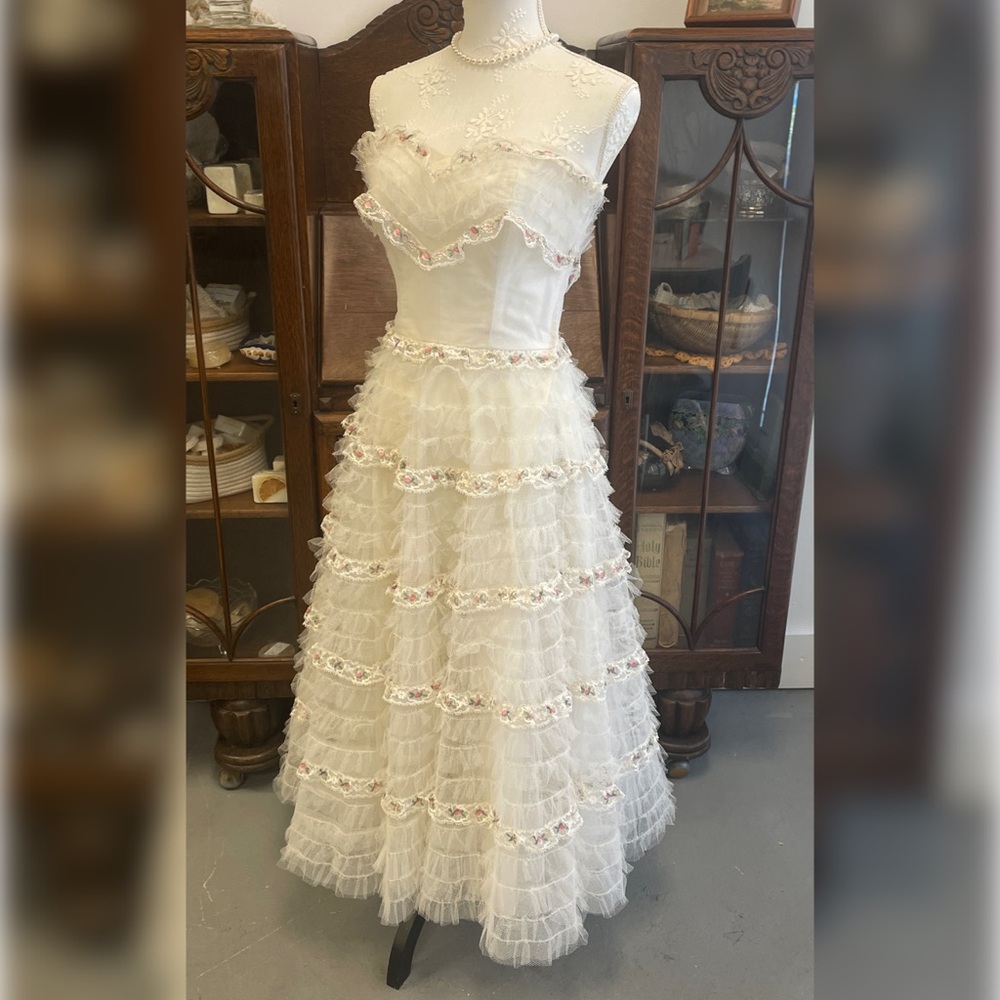 1950s Ruffled Tulle Cupcake Dress